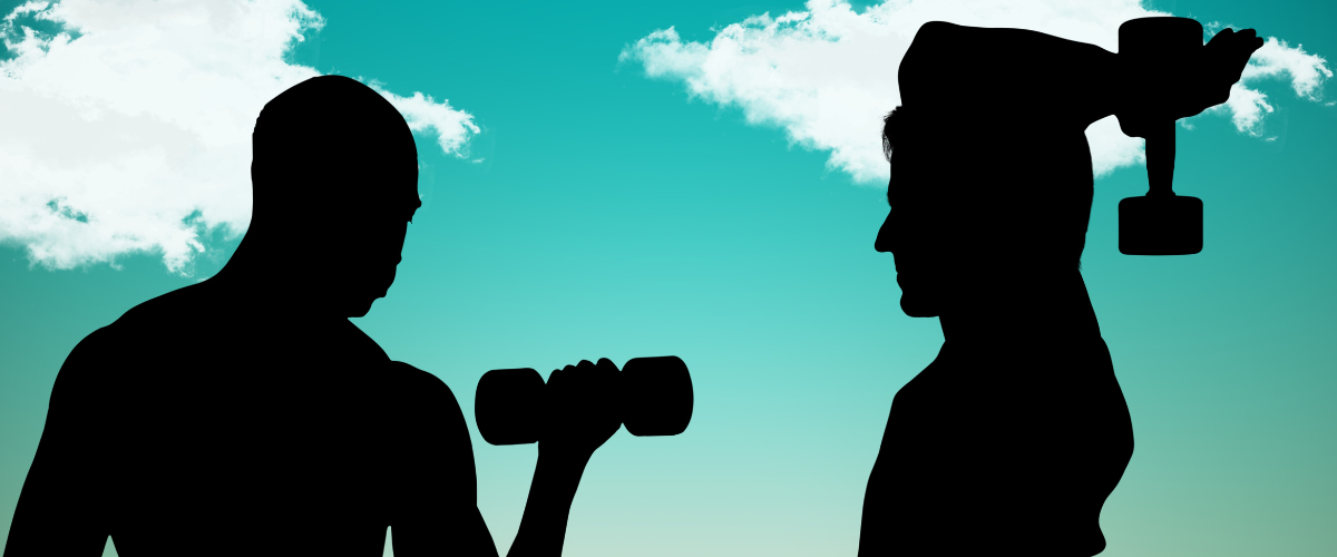 silhouettes of two men lifting weights doing personal training
